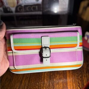 Coach Hamptons Multicolor Stripe Wristlet Clutch